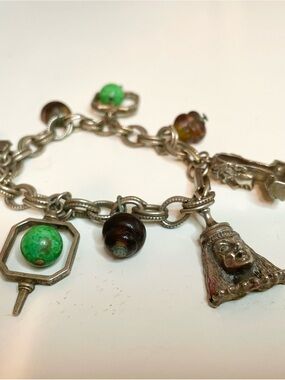 VTG mid-century Italian Etruscan Revival Charm Bracelet